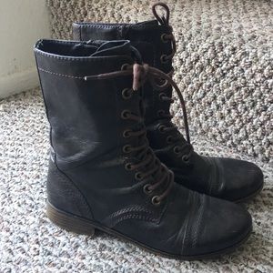 Brown, lace up combat boots